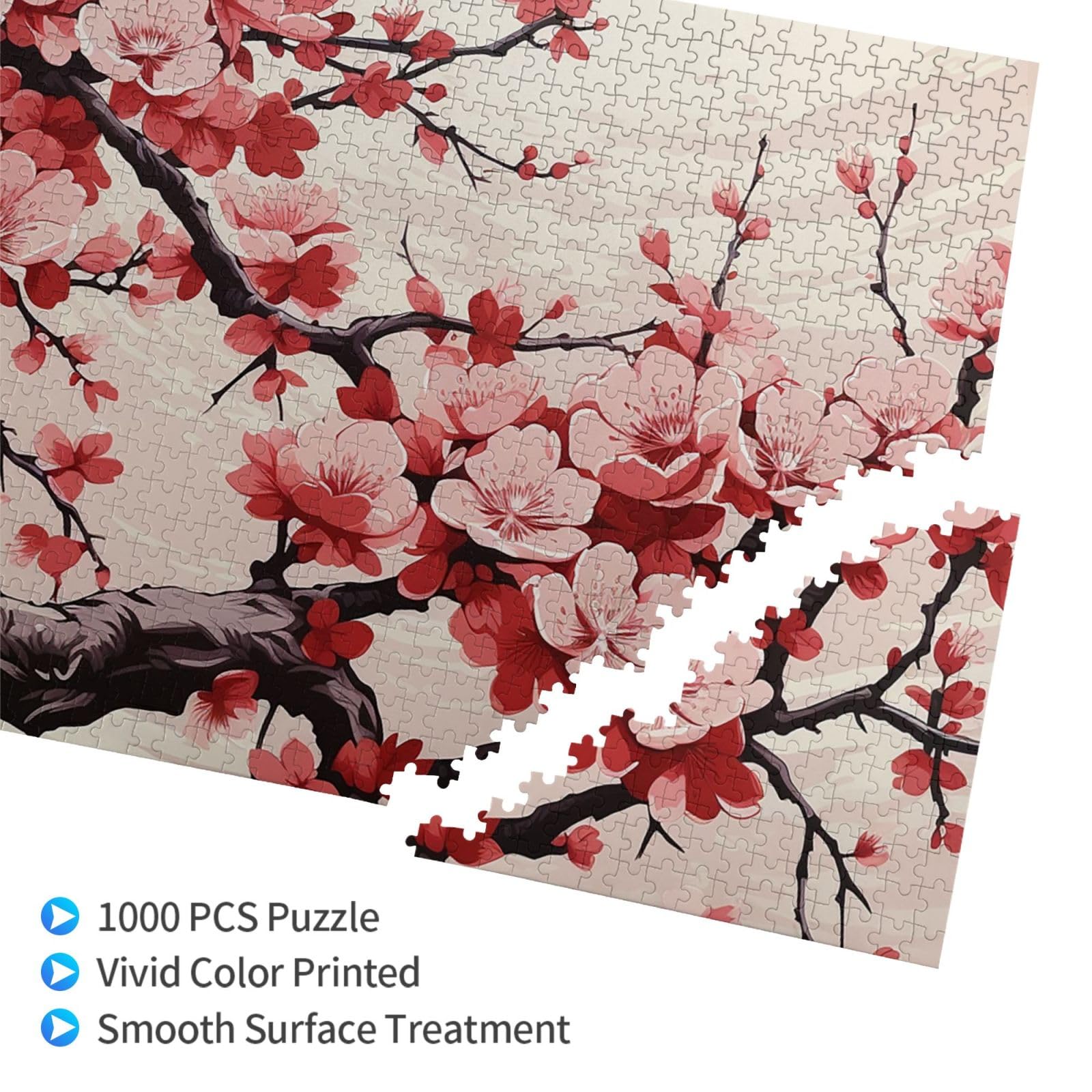 Puzzle De 1000 Piezas – Flores De Cerezo Y Pueblo Jiangnan, 70x50 Cm, Regalo Para Adultos Y Niños +12 Años