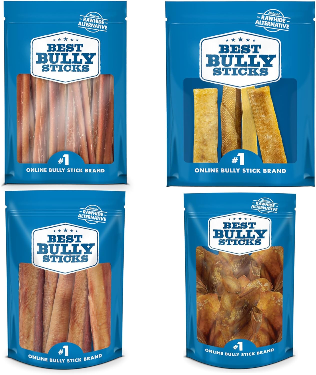 Best Bully Sticks Natural Dog Treats for Medium Dogs - Bully Sticks, Pig Ears, & Yak Cheese Variety Pack - Long Lasting Dog Chews Bundle