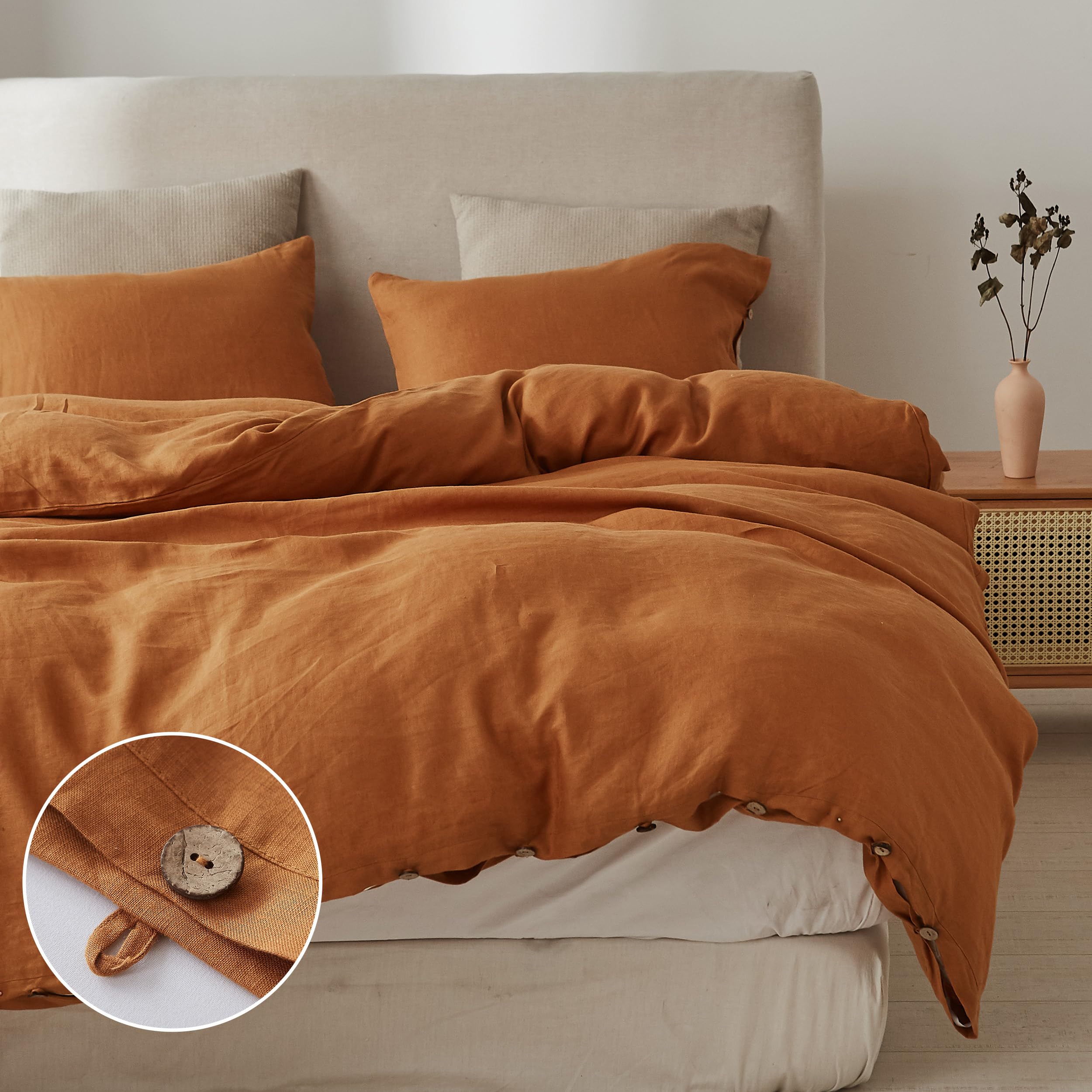 Amazon.com: Simple&Opulence 100% Linen Duvet Cover Set, 3 Pieces 