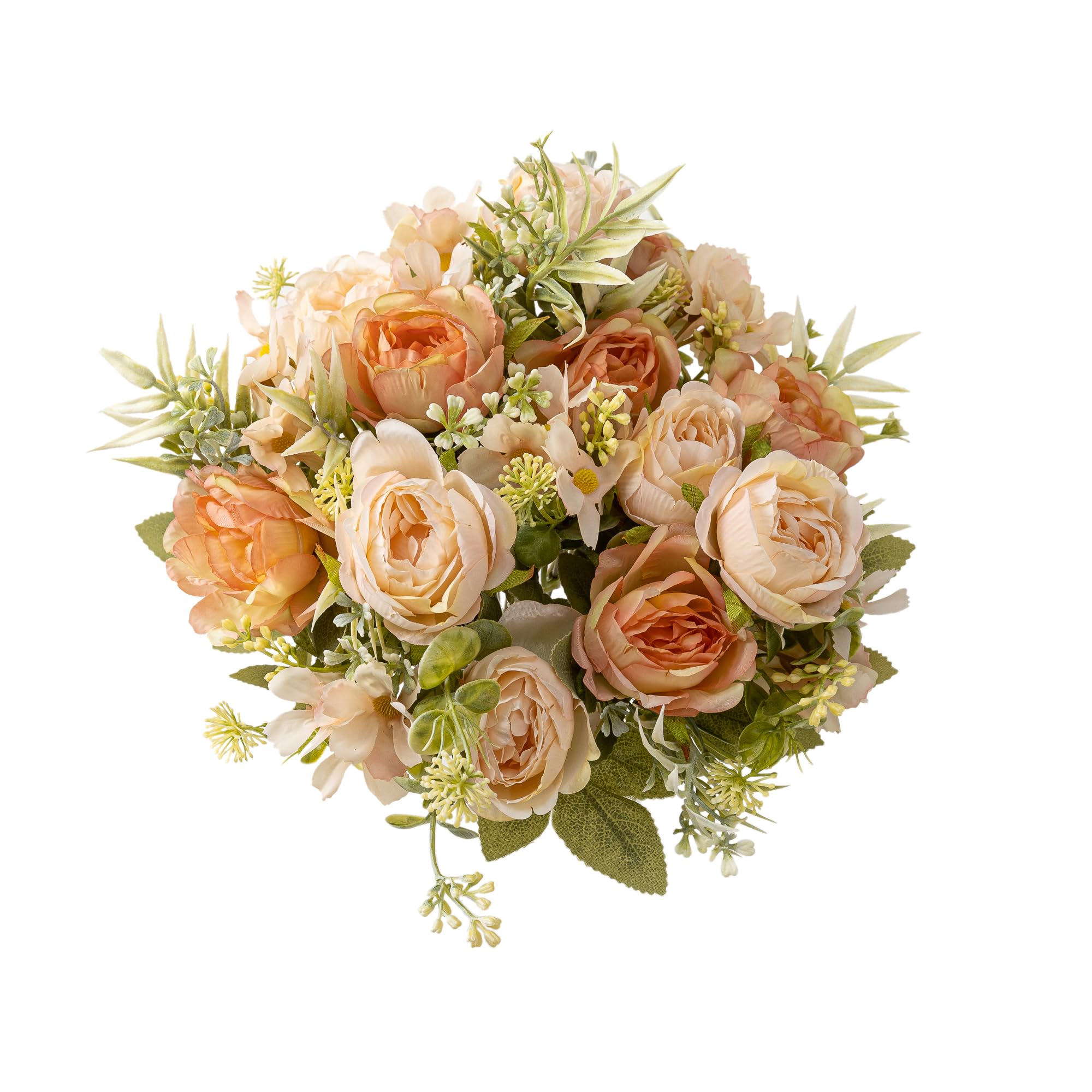 YoungJewl Artificial Peonies Flowers 3 Bundles Orange
