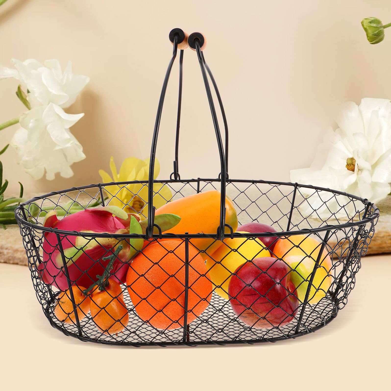 Hemobllo Panier Charbon avec Poignées Bac pour Cheminée Intérieur Conteneur Métal pour Charbon de Bois Organisateur de Fruits et Légumes pour Plan de Travail