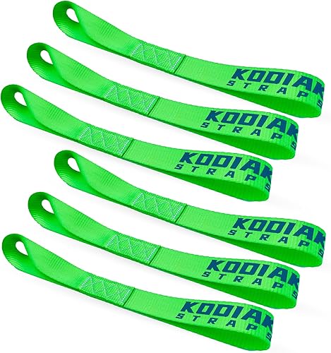Correas de Amarre de Bucle Suave - 1.5 x 18 pulgadas - Capacidad de Carga de 10,000 lb - Verde Paquete de 6 - Bucles para Asegurar ATV, UTV,
