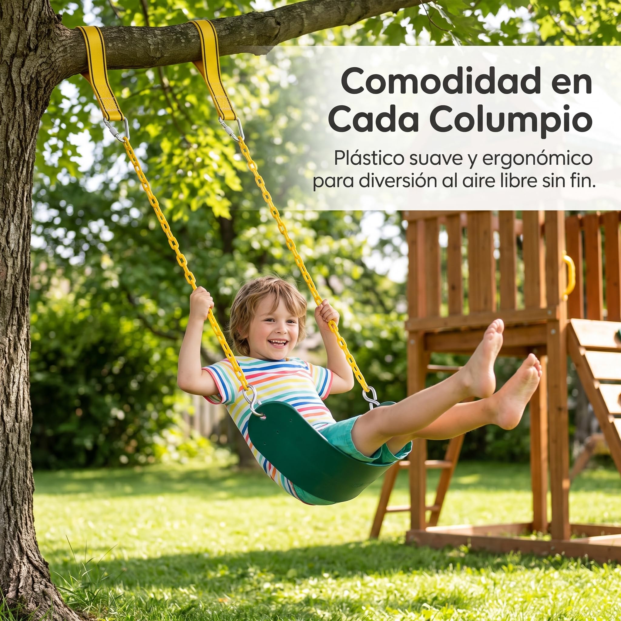 Harilla Columpio Infantil Asiento Niño Hamaca Uso Interior y Exterior Soporta 300kg Instalación Sencilla en Barra O Armazón Material EVA, Azul