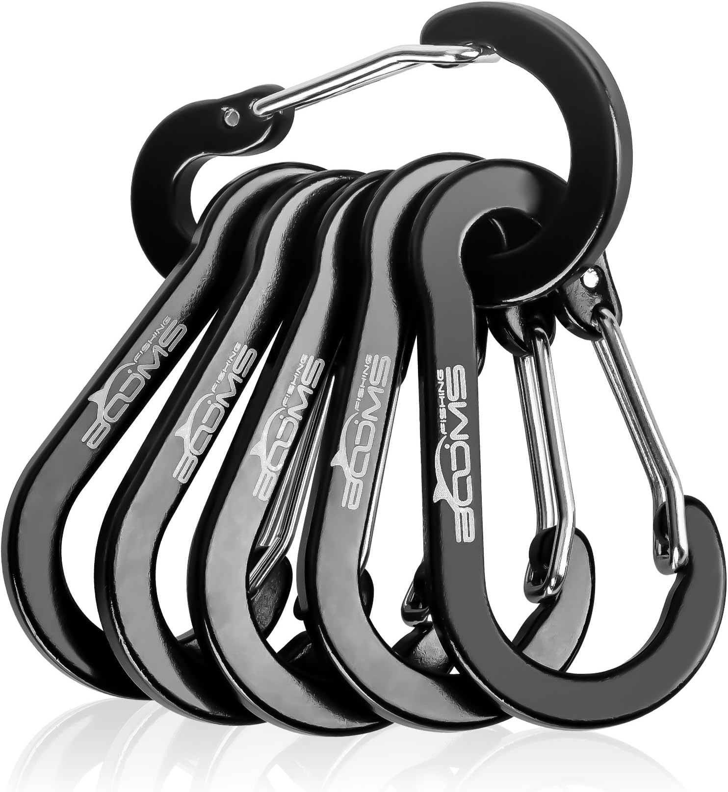 Booms Fishing CC1 Multi-Use Carabiner Clip, 6 Pack Small Caribeener Clips, Mini Keychain Caribeaner Clip 2 inch, Aluminum D Ring Carabiners, Multi-colored