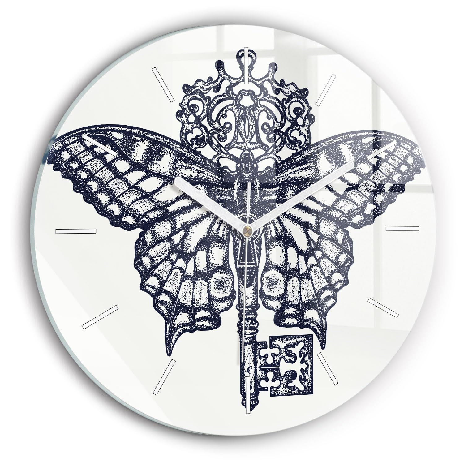 Horloge en Verre Wallfluent 30 cm Papillon Mécanisme Silencieux