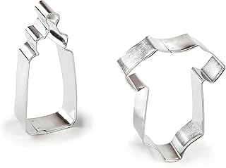 Bakerpan Stainless Steel Cookie Cutter Baby Bottle & Bodysuit Set, Baby Shower Cookie Cutters