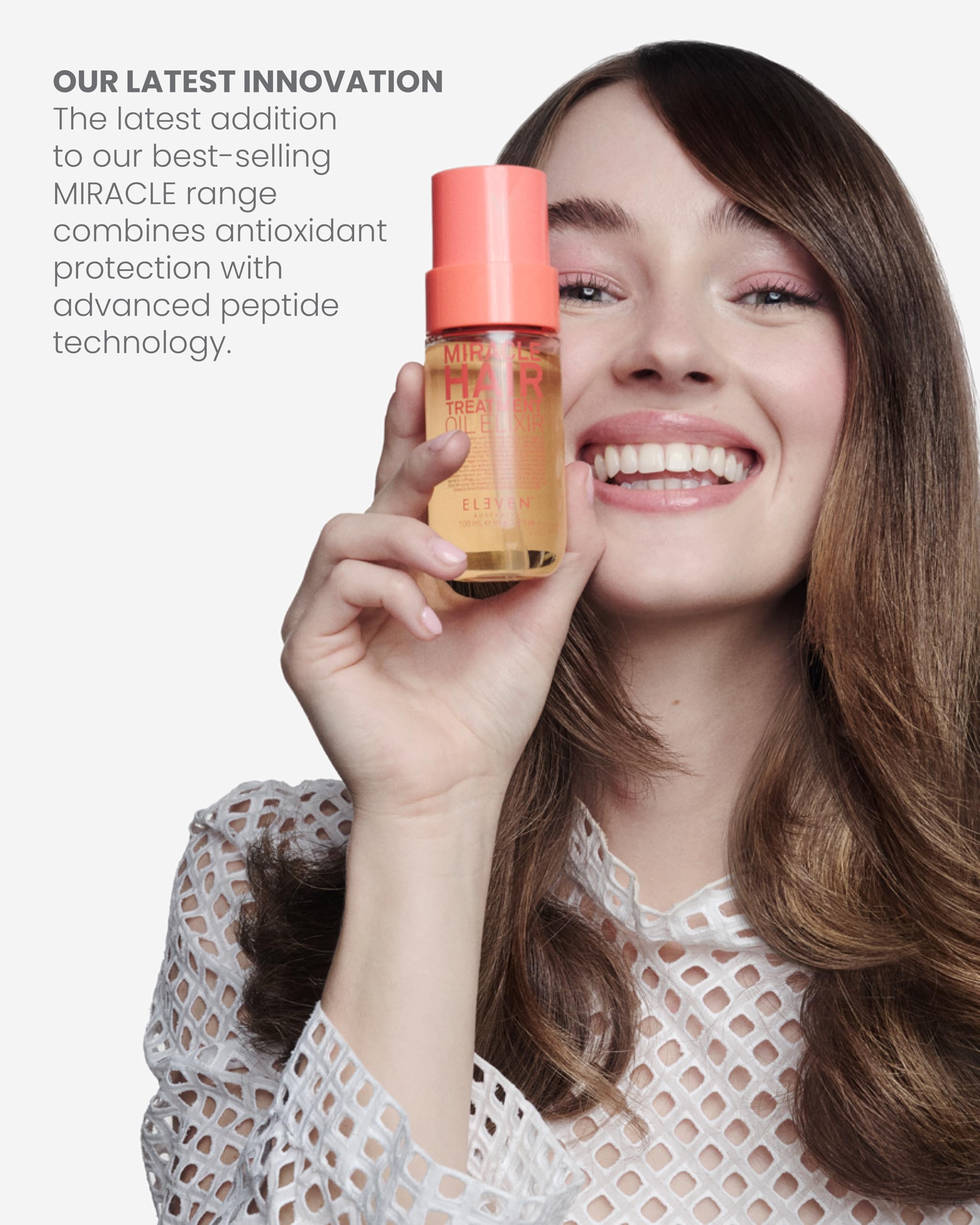 ELEVEN Australia Miracle Hair Treatment Oil Elixir – Haaröl mit Peptiden, Marula & Argan Öl – Reduziert Frizz, beugt Spliss vor, für Glanz & Geschmeidigkeit – für alle Haartypen – 100 ml