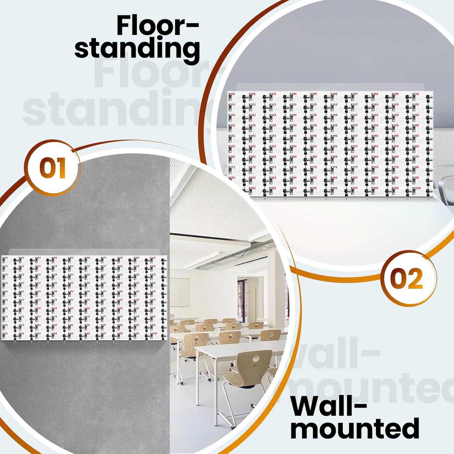 100 Slots Acrylic Cell Phone Locker - Wall-Mounted Clear Storage Cabinet with Keys for Office, Classroom, Gym & School - Secure, Accessible Cell Phone Storage Solution
