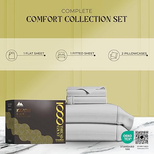 Miniatura 4 de Mayfair Linen Juego de sábanas 100% de algodón egipcio, 1000 hilos altos, sábanas de lujo de 5 estrellas de 4 piezas de satén, tamaño King, suaves,