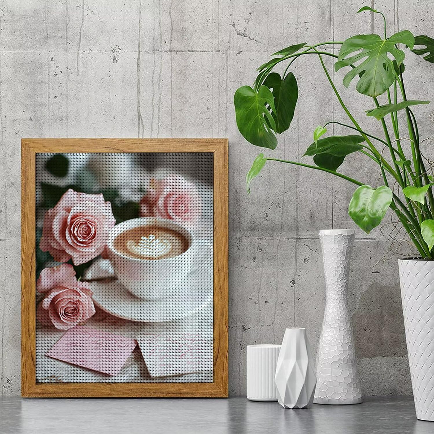 Kawa Różowy Diament Malarstwo Dorośli Dziecko, 5D DIY Diamentowe Malarstwo Pełny Zestaw, Diamentowe Malarstwo Rzemiosło Rhinestone Ścieg krzyżykowy Malarstwo dla Dorosłych, Dekoracja domu, Prezenty