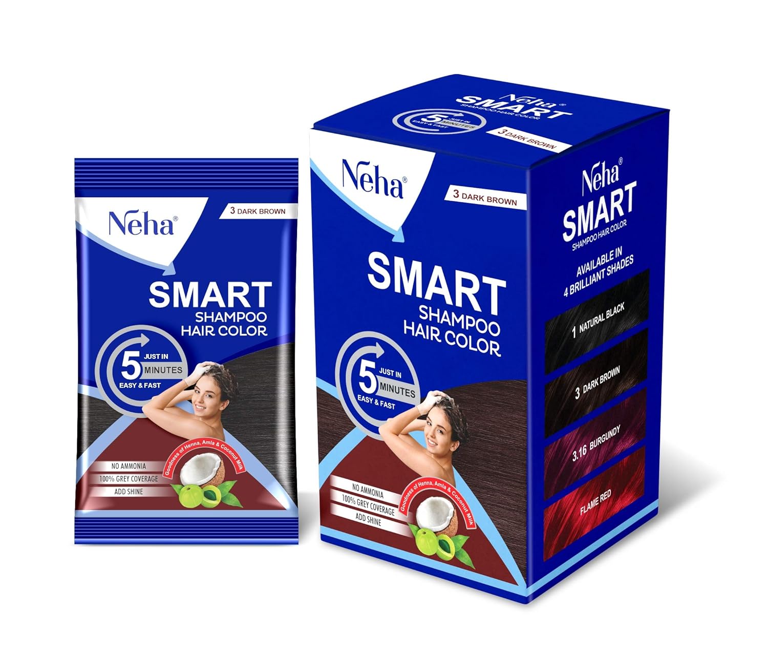 Buy Neha Smart Shampoo Hair Color For Men & Women 20ml (Pack of 10