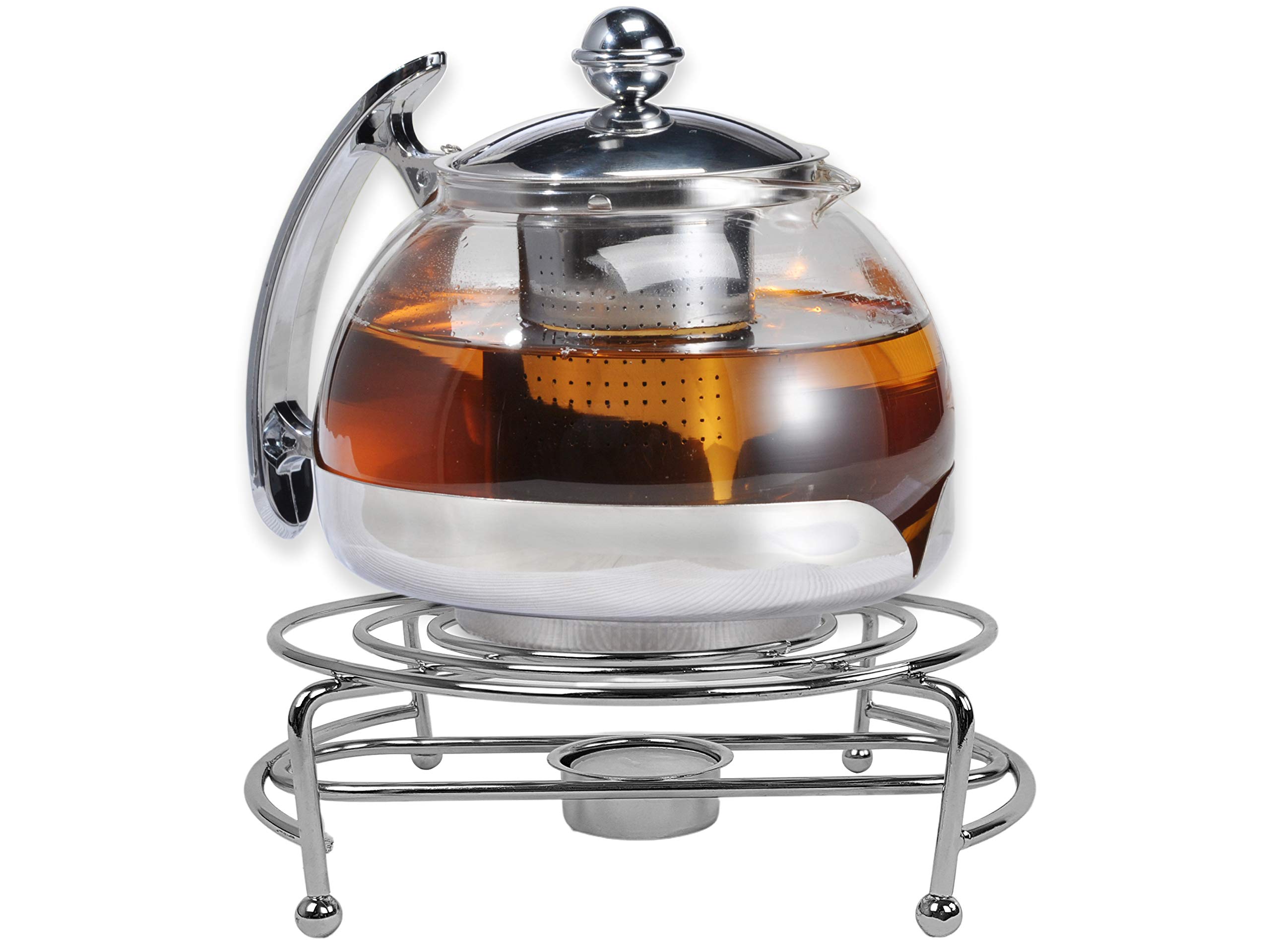 Bambelaa! 1.2L Glass Teapot Set With Tea Warmer & Strainer – Perfect For Coffee & Tea Lovers