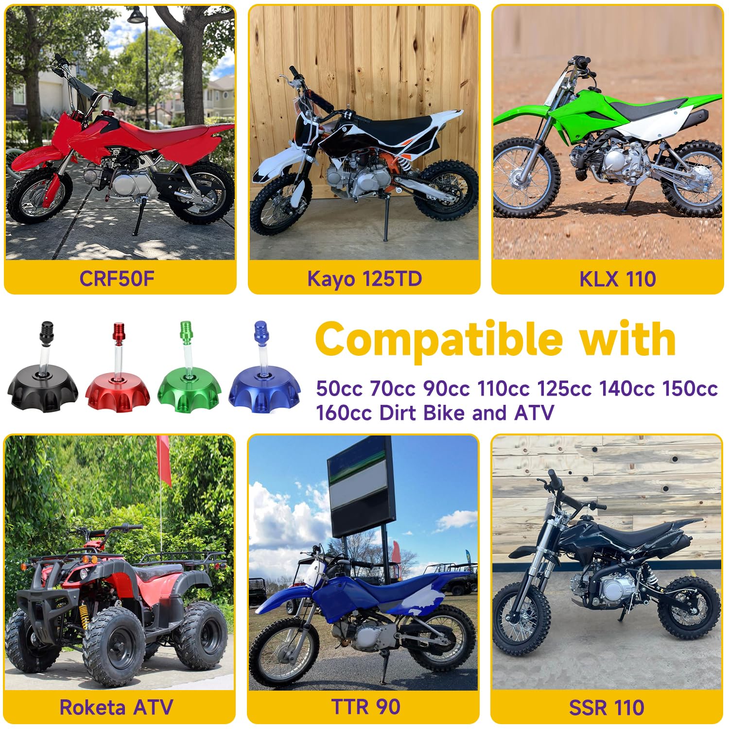 HIAORS CNC aluminiowa pokrywa zbiornika paliwa gazowego z zaworem odpowietrzającym do 50cc 70cc 90cc 110cc 125cc 140cc 150cc 160cc Coolster SSR Pit Dirt Motor Bike Green