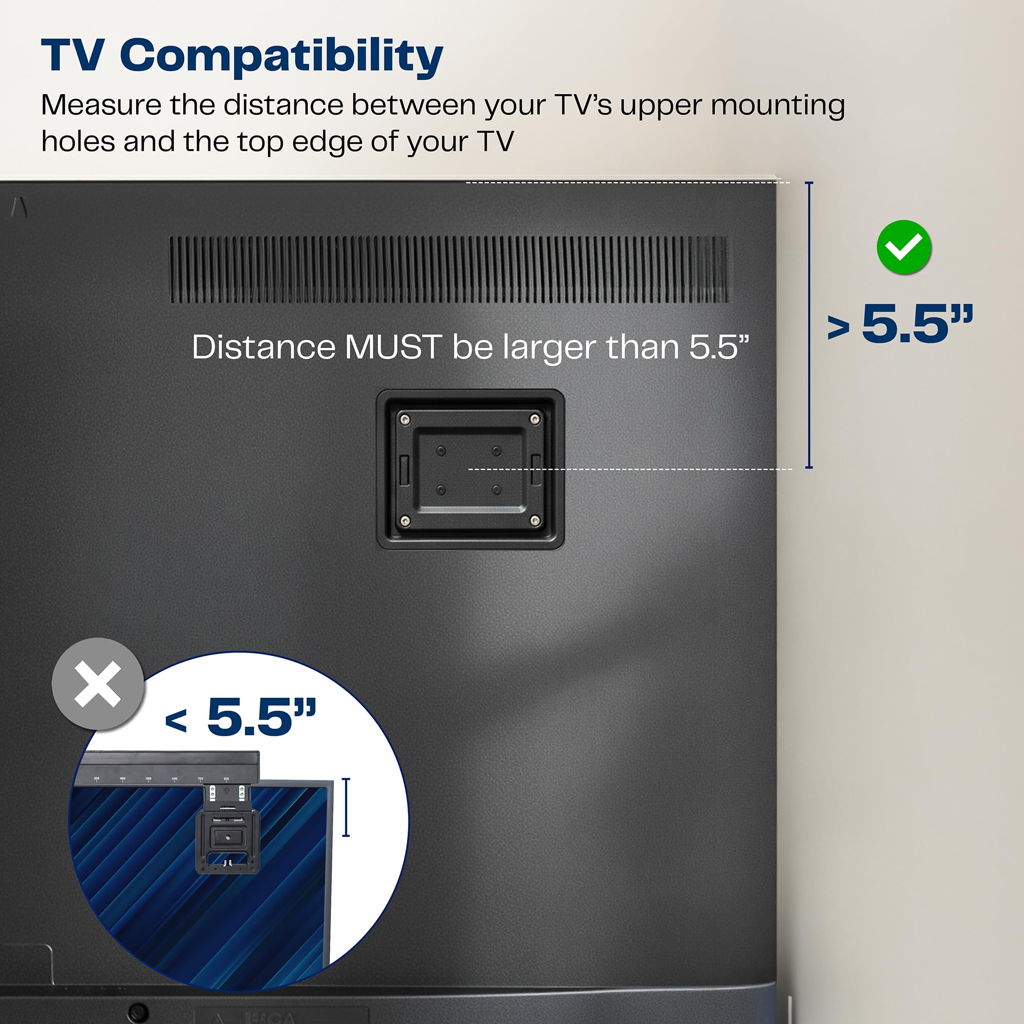 VIVO Supporto universale da parete per TV piatto Micro-Gap per schermi da 43 a 90", profilo ultra sottile, TVMG1