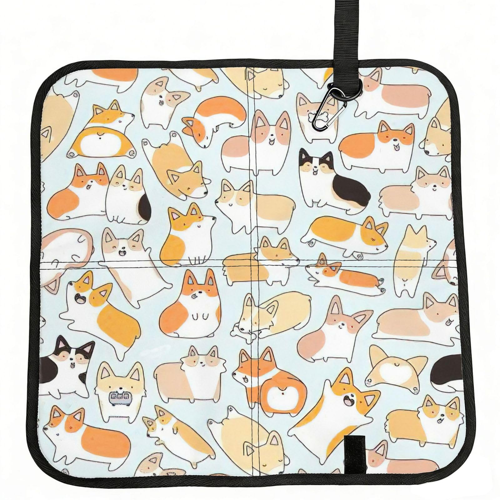 AYYQWE Corgi Dog Print Foldable Seat Cushion Portable Chair Pad Office Commuting Picnic Camping Outdoor