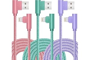 iPhone Charger, Apple MFi Certified 3Pack 6FT Lightning Cable for Fast, 90-Degree Charging