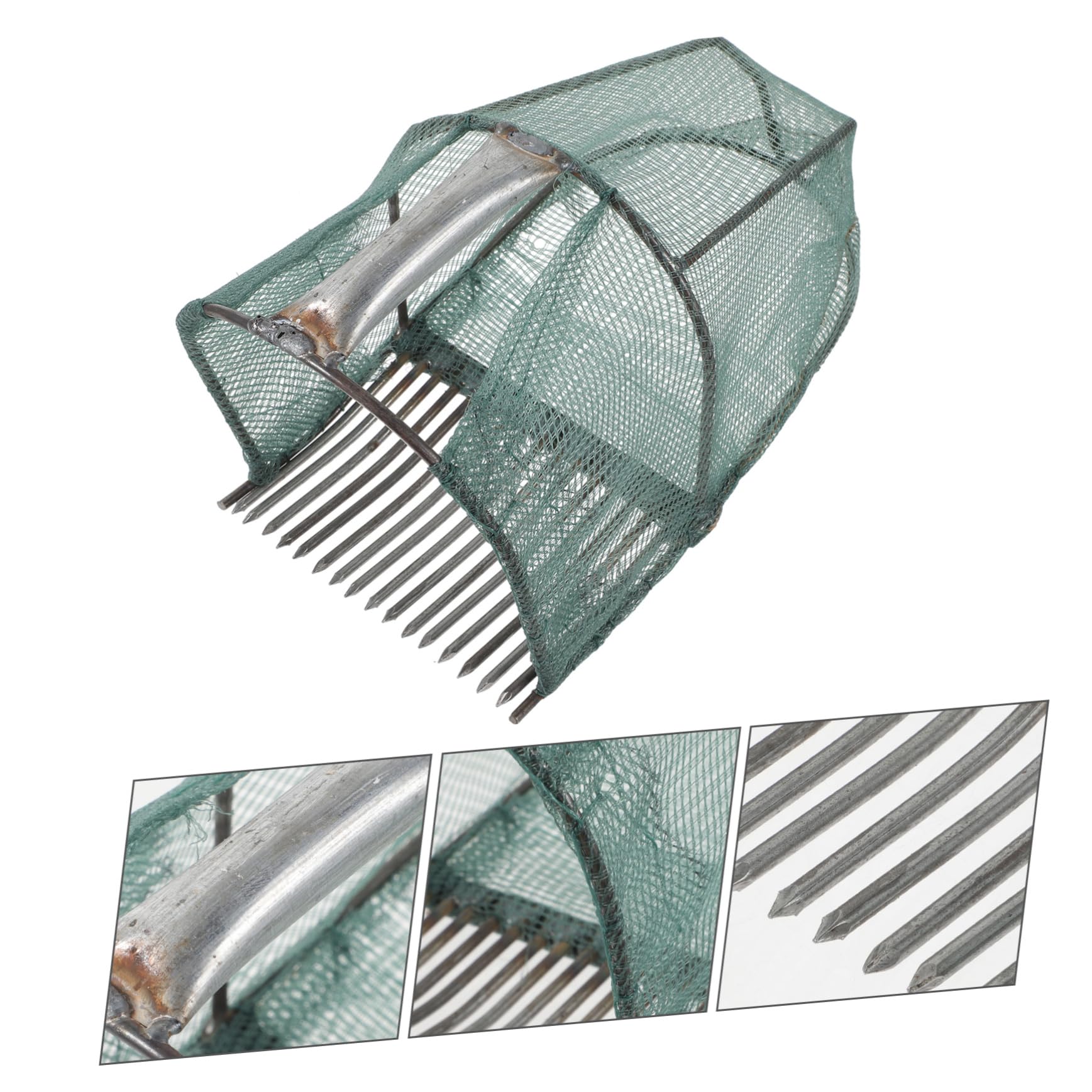 TOYANDONA Cueilleur de Myrtilles Vert Léger avec 16 Dents en Acier Inoxydable et Panier Pliable Cueillette Facile des Fruits Le Jardin
