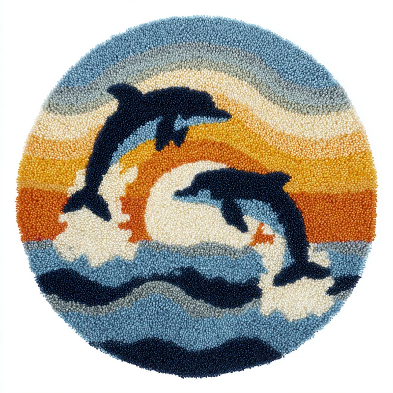 Kitquiver Rug Making Kit for Adults Cartoon Dolphin 100x100cm