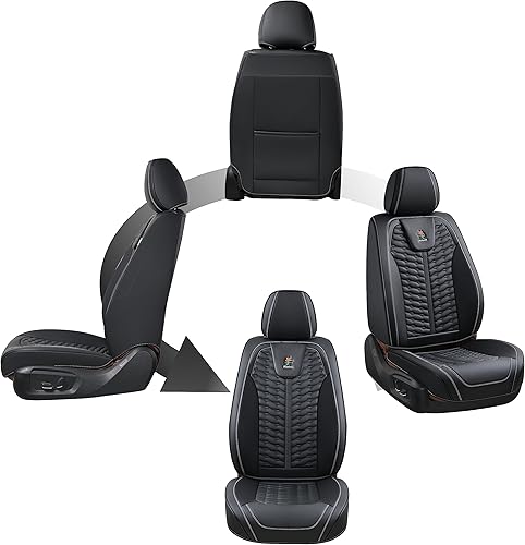 Miniatura 3 de Fundas de asiento delantero, fundas de asiento de cuero, fundas universales para asiento de automóvil, 2 unidades, protector de asiento de automóvil