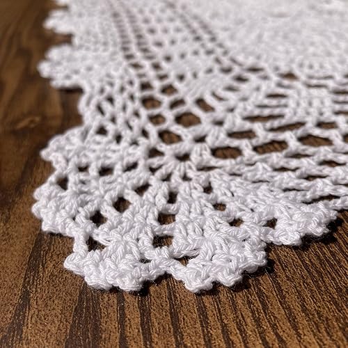 Miniatura 5 de Hsvanyr 15 x 23 pulgadas rectangular de algodón hecho a mano con ganchillo de encaje para mesa de café, tocador, bufanda, centros de mesa,