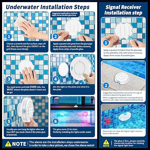 Miniatura 4 de Homly - Luces de piscina recargables sumergibles con control de aplicación inalámbrica, luces LED inteligentes impermeables subacuáticas controladas