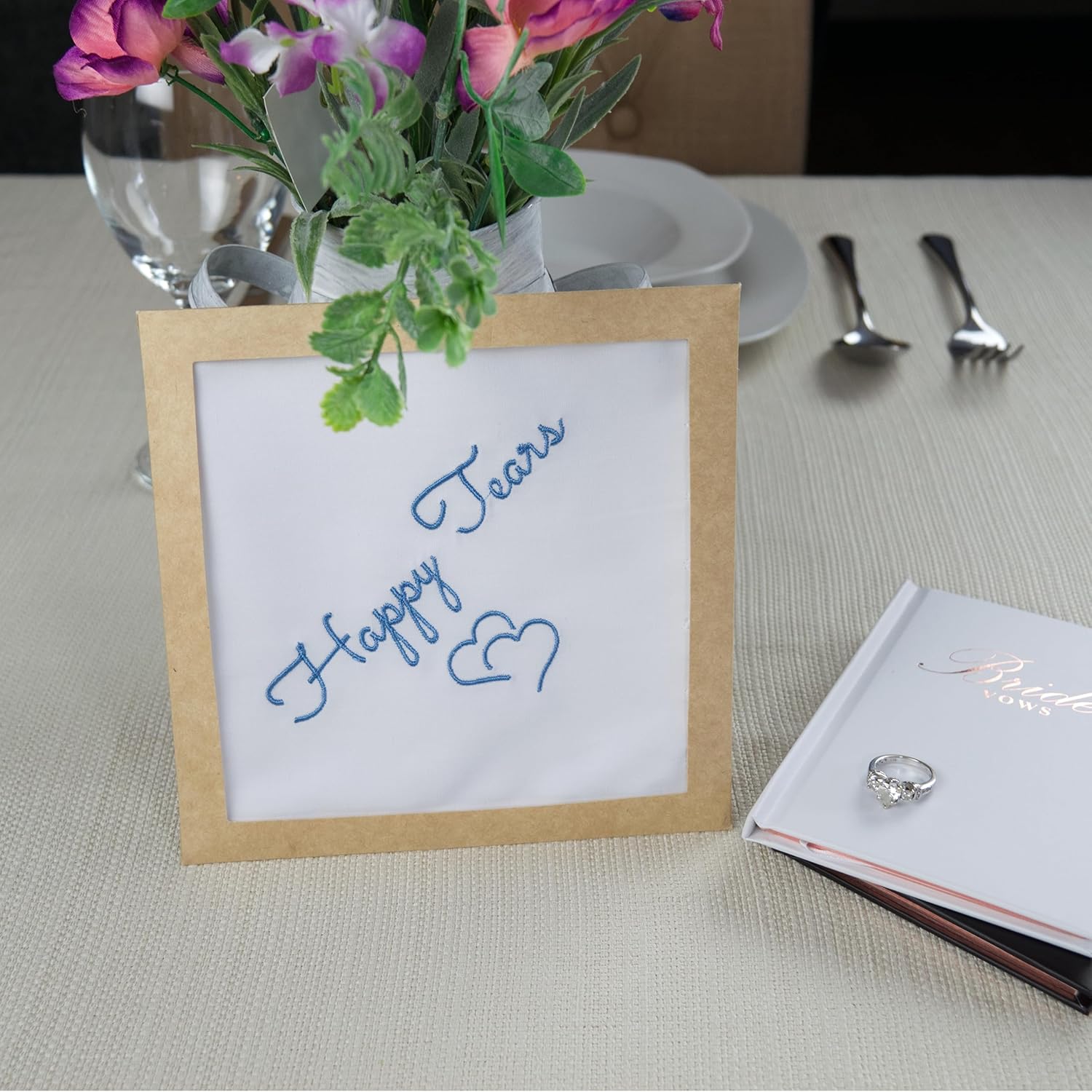 Cotton Wedding Handkerchief with Scalloped Edges, Mother of Bride & Groom Gifts, Envelope Gift Box & Card - Image 7