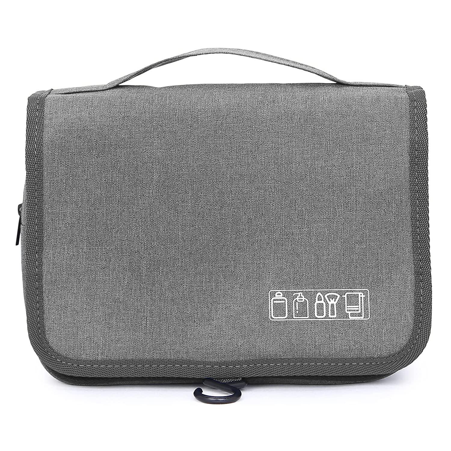 Bolsa de cosméticos Bolsa de maquillaje de viaje Mano Portátil Niñas Cosméticos Casos de mujer Bolsa de aseo grande Cremallera Organizador, gris