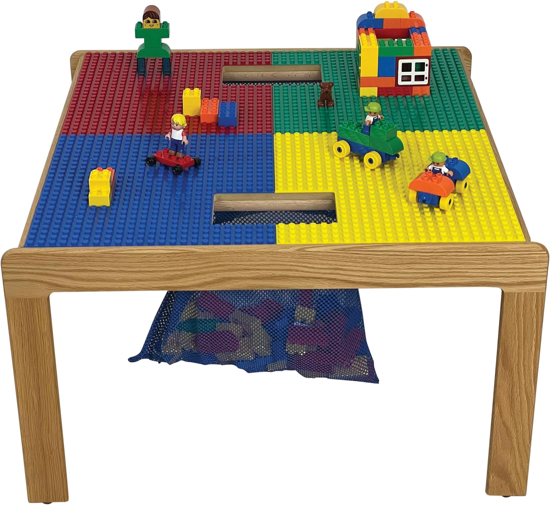 Fun Builder® 100% "American-Made Solid Wood Building Block Table with Removable Storage-Compatible with DUPLO® Brand Blocks-Tool-Free Assembly (Patent Pending)-32" x32"-Ages 5 & Less