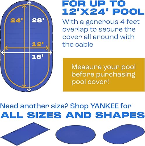 Miniatura 6 de Yankee - Cubierta para piscina ovalada 12 x 24 pies Cubierta ovalada de invierno para piscinas sobre el suelo Extra gruesa y duradera, resistente