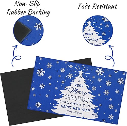 Miniatura 4 de Tapete de Navidad decorativo con patrón de árbol de Navidad y copo de nieve, tapete de bienvenida para decoración del hogar, tapete antideslizante