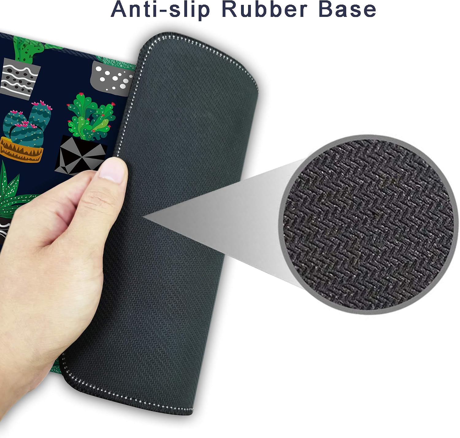 DOOKE Gaming Mouse Pad, Cute Rectangle Mouse Mat with Anti Slip Rubber Water-Resistant Surface for Desktops, Computers, Ideal for Work or Gaming,Pot Cactus