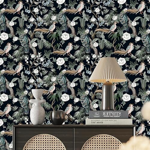 Miniatura 4 de Fiula Papel tapiz gótico para despegar y pegar, papel tapiz oscuro de 16.1 x 236 pulgadas, papel tapiz extraíble, autoadhesivo, decorativo, para