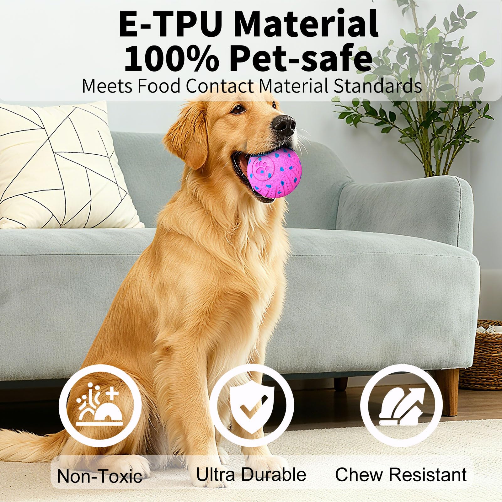 Balle interactive 2 en 1 pour chien pour mâcheurs agressifs, balle E-TPU automatique et rebondissante, 3 modes, jouet intelligent pour animaux de compagnie avec détecteur de mouvement