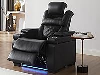 Vista 12 de THSUPER Juego de sofás reclinables de cuero transpirable con potencia con luz LED, asientos reclinables de cine en casa con reposacabezas