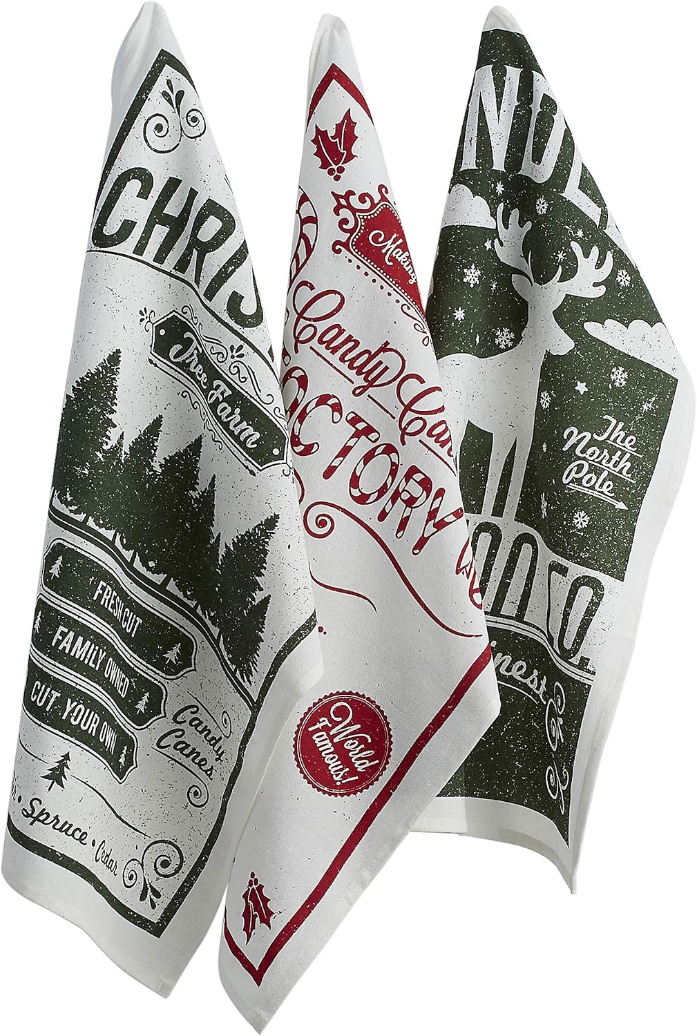 DII Holiday Kitchen Towel Set, Christmas Tea Towels for Baking, Cooking & Entertaining 20x30, Flour Sack, 3 Piece