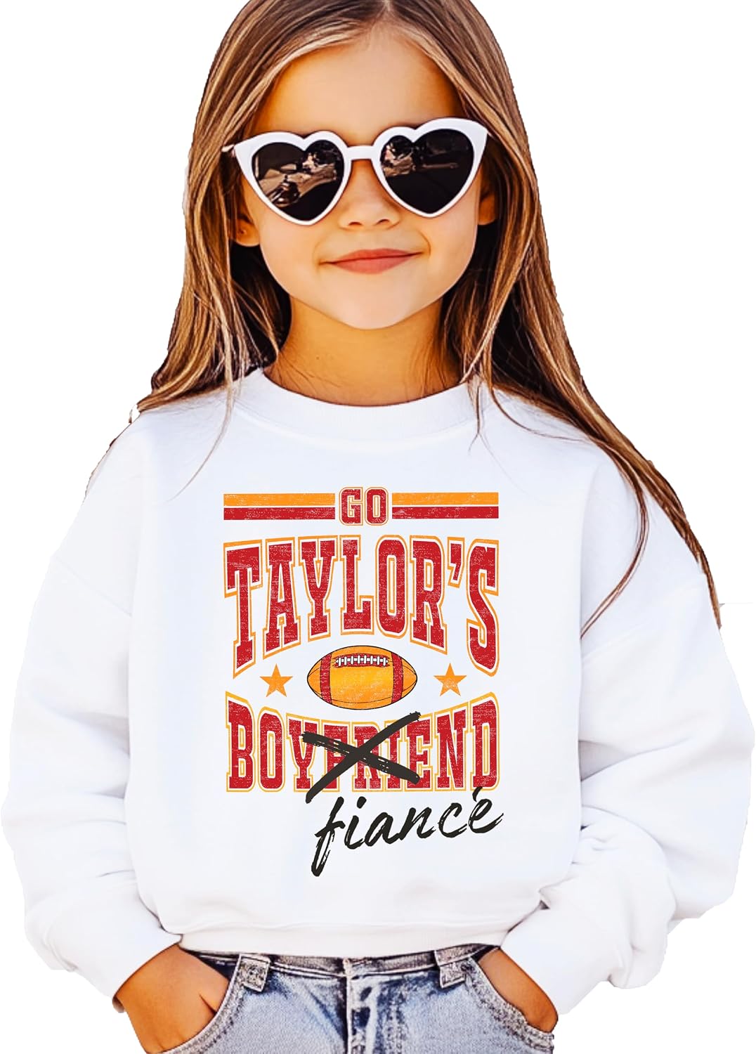 Olive Loves Apple Go Taylor's Fiance Crossed Out Boyfriend Sweatshirt for Women, Teens & Kids Football Sweater