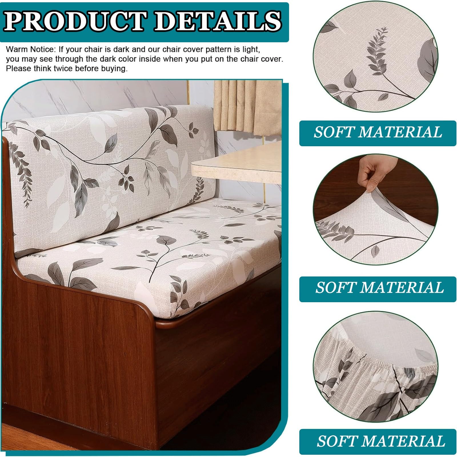 Housse De Coussin pour Dinette RV Anti Slip Sofa Cushion Housse De Banquette(Color:#1)