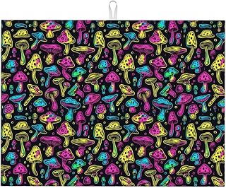 Rainbow Magic Mushrooms for Dish Drying Mat for Kitchen 18x24 In Microfiber Dish Drainer Mat Absorbent Dishes Pad with Hanging Loop for Kitchen Counter Sink