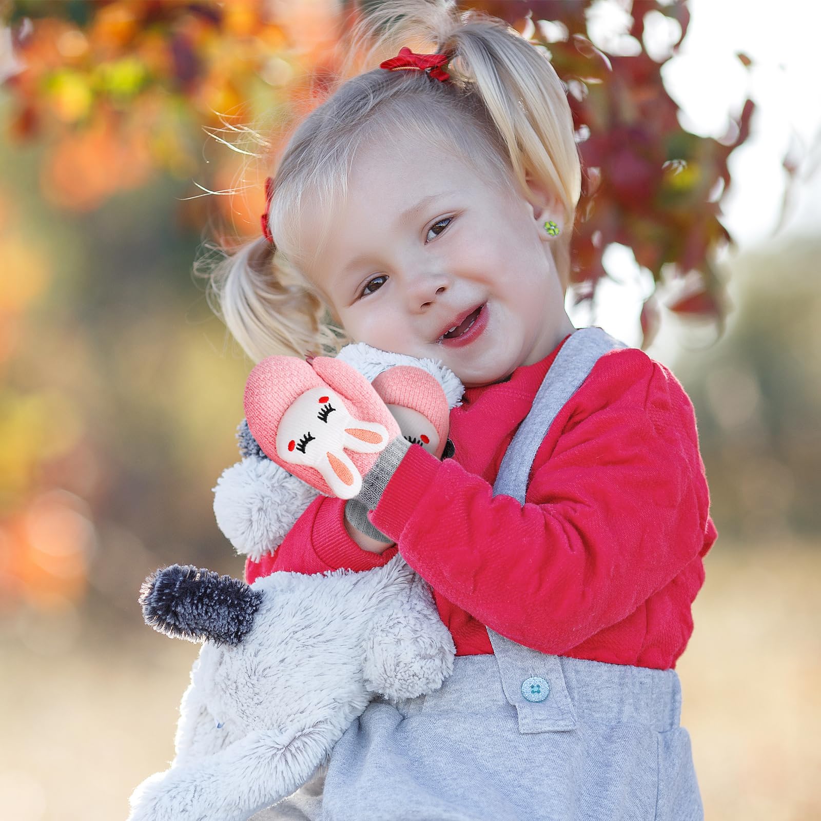 UILYNIU 2 Pares Guantes Invierno Niños, Manoplas Bebe, Guantes Bebé, Guantes Térmicos Bebé, Guantes con Cuerda, Guantes de Punto con Forro Polar, Guantes para Bebé Niños Niñas 0-3 Años