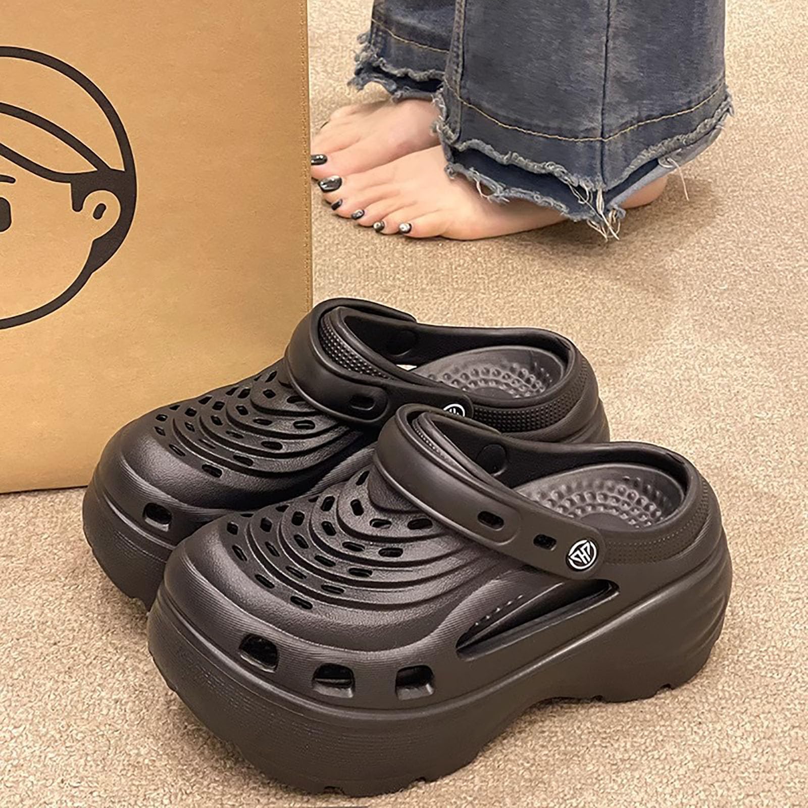 Sunporx Plataforma Zuecos Mujer Jardín Suelas Gruesas | Moda Cómodas Ligeras Verano Antideslizantes Playa Piscina Día a Ocio Viajes Aire Iibre Con Almohadilla Sandalias