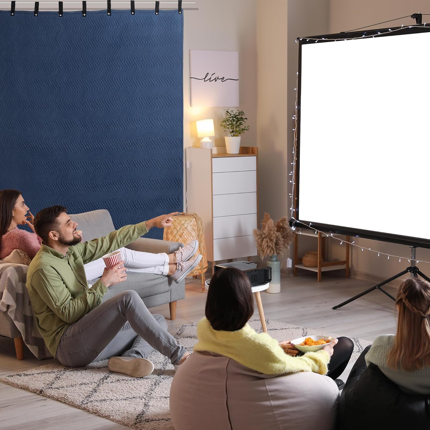 HOMBYS Large Sound Dampening Blanket, 96" x 80" Sound Absorbing Panel with Grommets for Wall Hanging, Noise Reduce Curtains for Recording Studio Use and Basements, 96" x 80", Blue