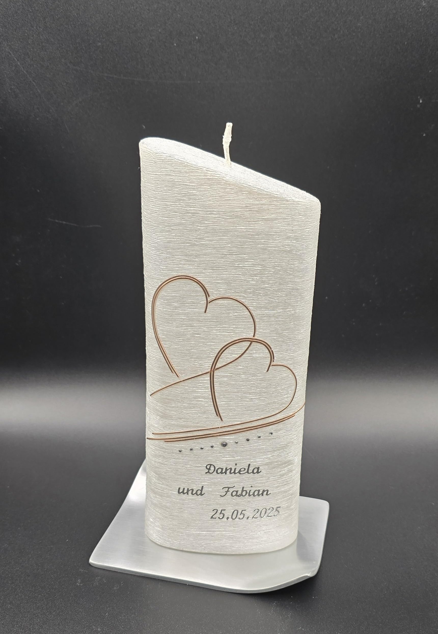 EXKLUSIVE HOCHZEITSKERZE - in Sonderform ; inkl. Beschriftung ! EH 32