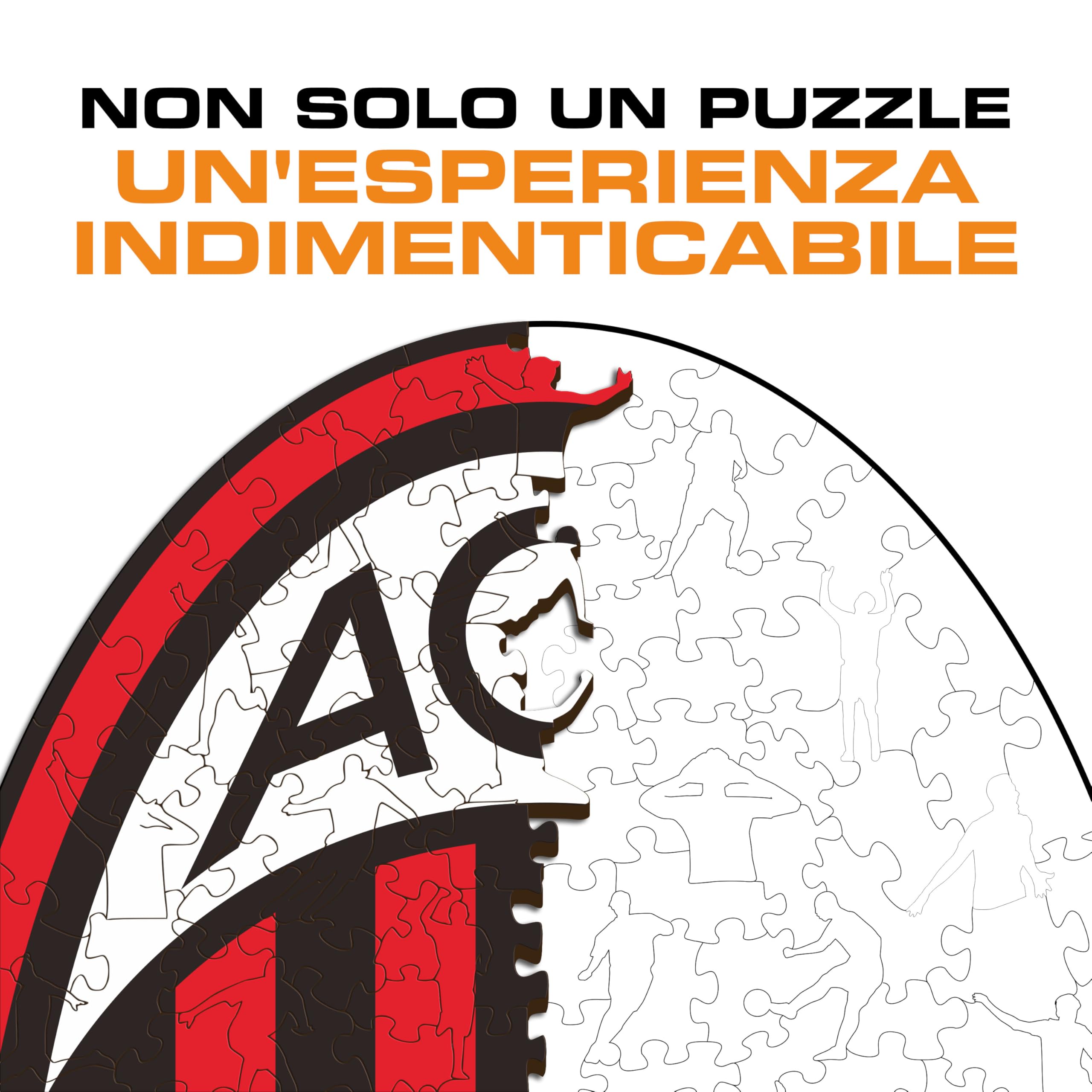 Iconic Puzzles, Milan Logo, Prodotto ufficiale, Puzzle di Legno per Adulti e Bambini, Legno 100% Sostenibile, Taglia M 270 Pezzi