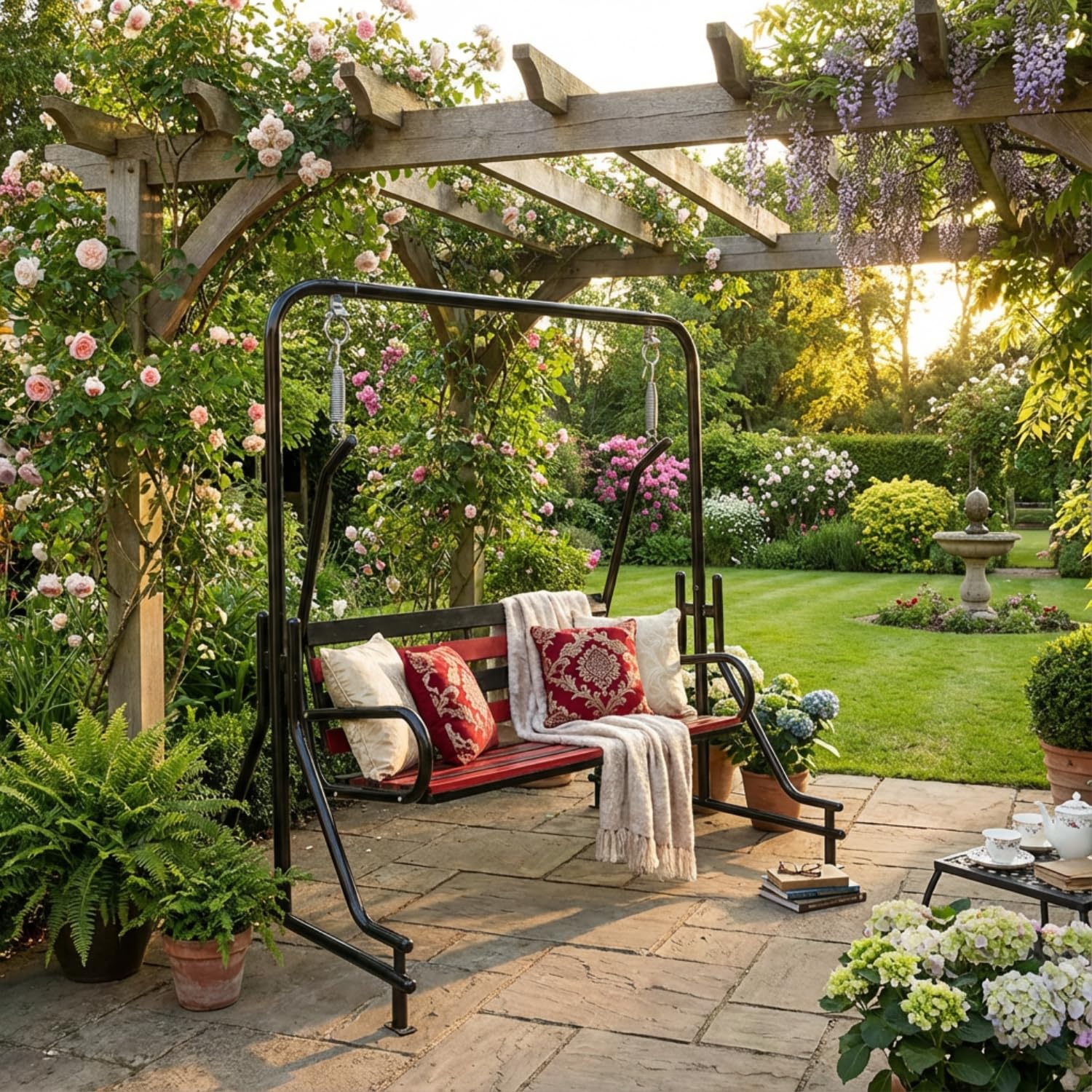 Kaushalendra 2-Seater Swing Jhula Indoor/Outdoor - Iron Swing with Stand, 300 Kg Capacity, 116.8 cm