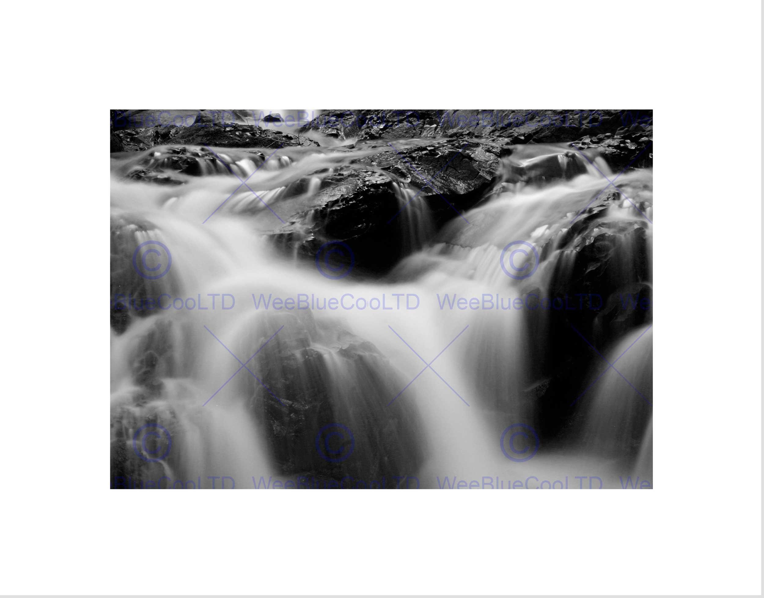 Wee Blue Coo PHOTOGRAPH WATERFALL NATURE B&W WATER CASCADE NEW FRAMED ART PRINT B12X10999