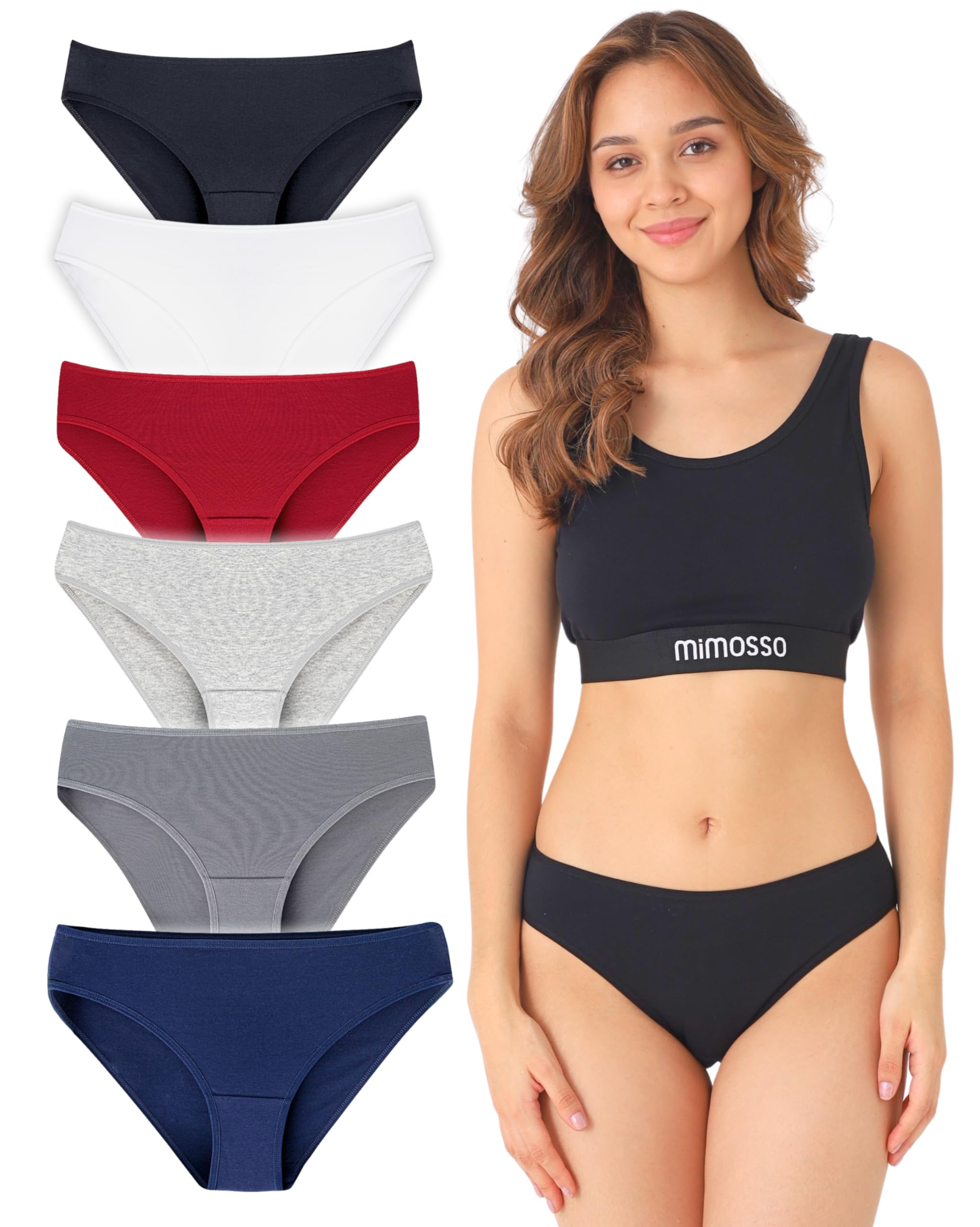 mimosso Unterhosen Damen Baumwolle Slip Atmungsaktiv 6er Pack - Unterwäsche Frauen Ohne Einschneidenden Gummibund - Bio Baumwoll Unterwäsche, GOTS & Oeko‑Tex Zertifiziert In (Gr. XS - 3XL)