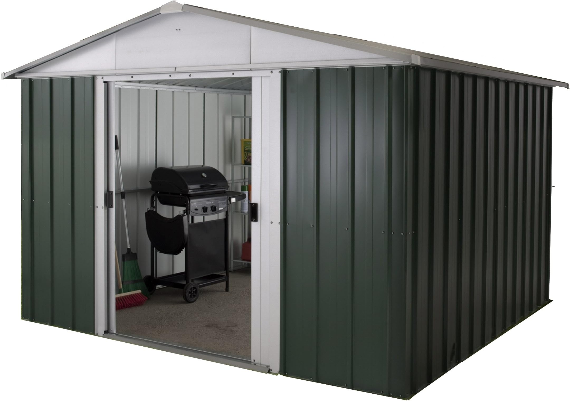 Yardmaster 10 x 13 ft Deluxe Apex Roofed Metal Shed - Green : Amazon.co