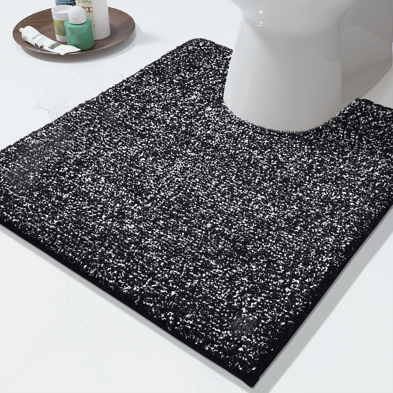 Yimobra Toilet Rugs U Shaped Washable, Soft Absorbent Microfiber Bathroom Rugs, Non Slip Quick Drying Shaggy Bath Mat,Contour Bathroom Mats for Toilet