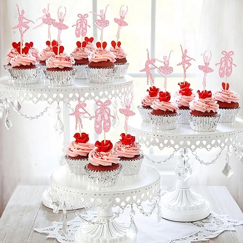 Miniatura 6 de Gyufise 24 piezas de tutú de bailarina para cupcakes con purpurina rosa para ballerina, decoración de cupcakes para bailarina, baby shower, fiesta