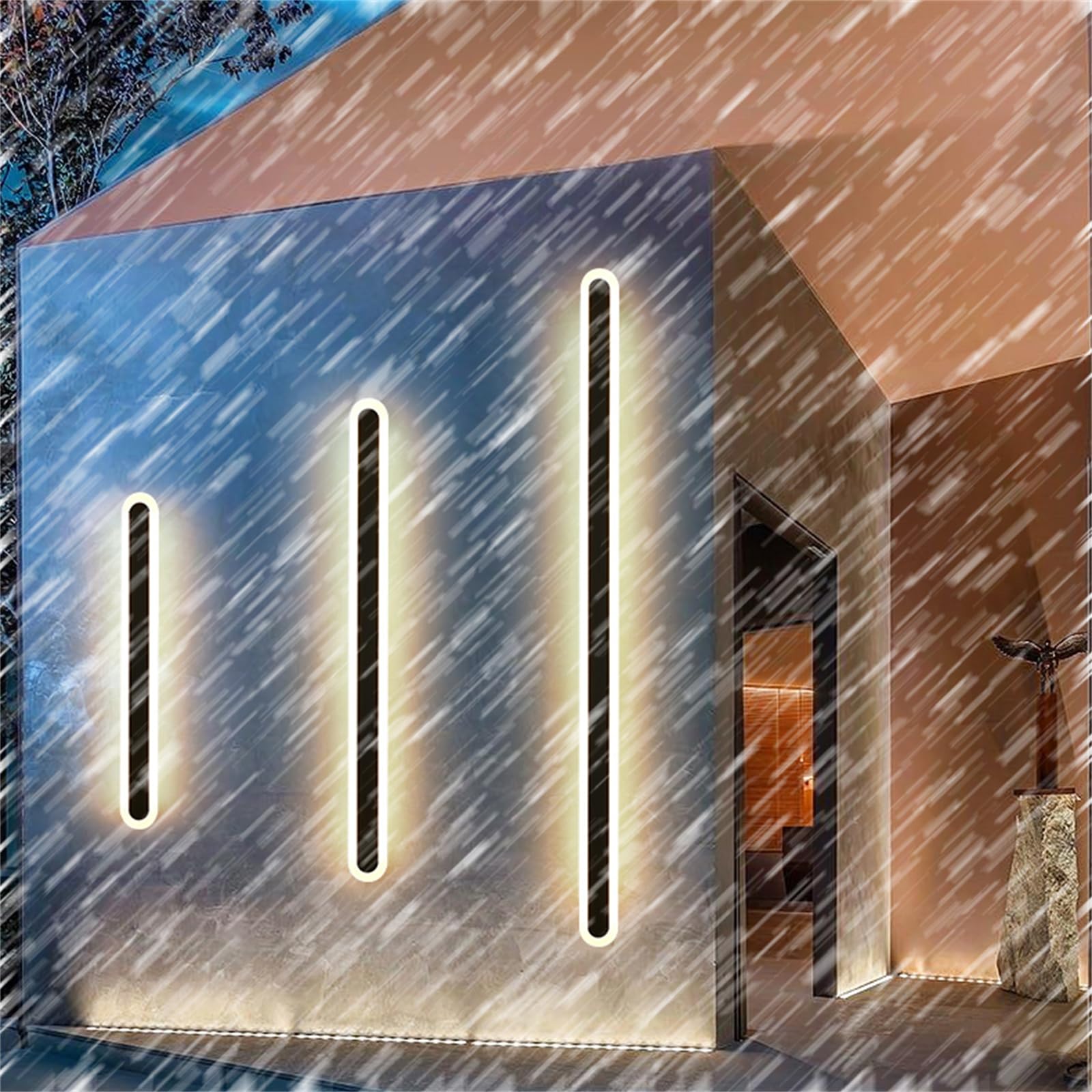 HELCEKOU Modern Outdoor Wall Lamp - LED Porch Light, IP65 Waterproof, Long Strip Sconce, Acrylic & Aluminum Fixture for Patio, Yard, Garage, Bedroom, Living Room Neutral 100cm, 58W